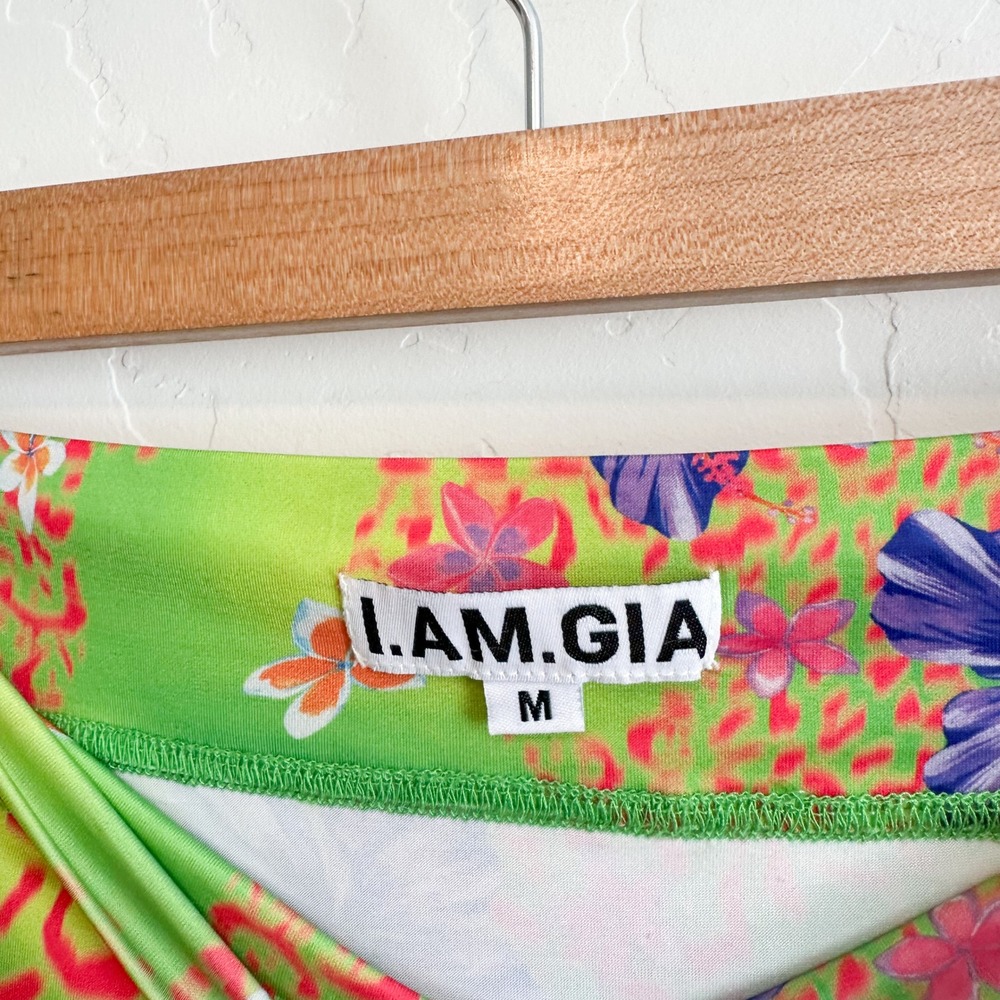 I AM GIA | Antheia Hibiscus Print Mini Skirt Green Purple size Medium - Picture 7 of 9